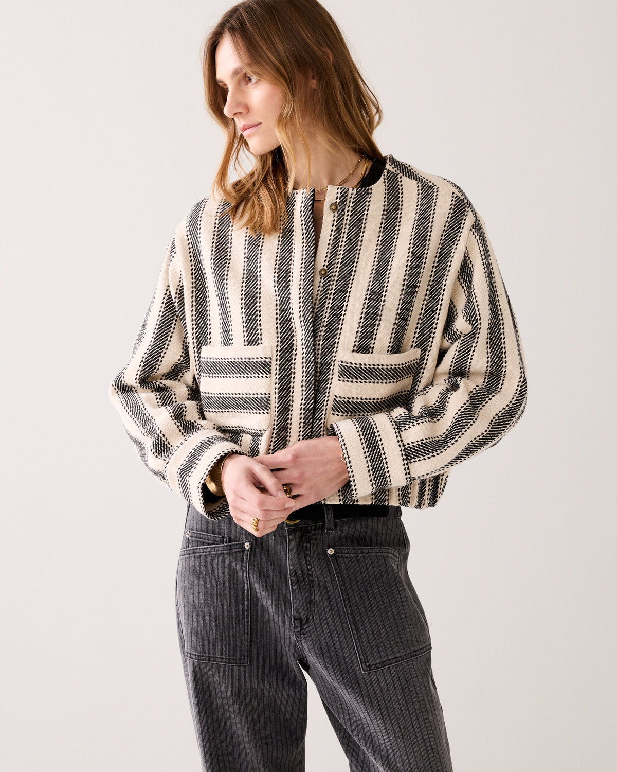 Veste réversible rayée