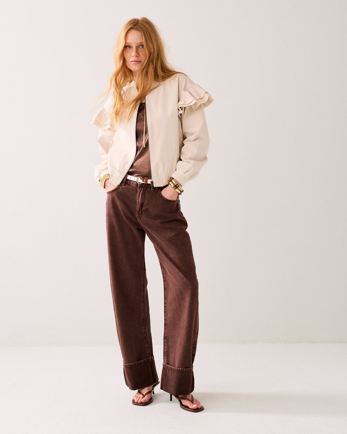 Blouson bomber doublé en mélange de coton