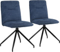 Happy Garden Lot de 2 chaises AREN en Tissu Bleu, Rembourrage Mousse, Pieds en Acier Noir, Chaise Salle à Manger