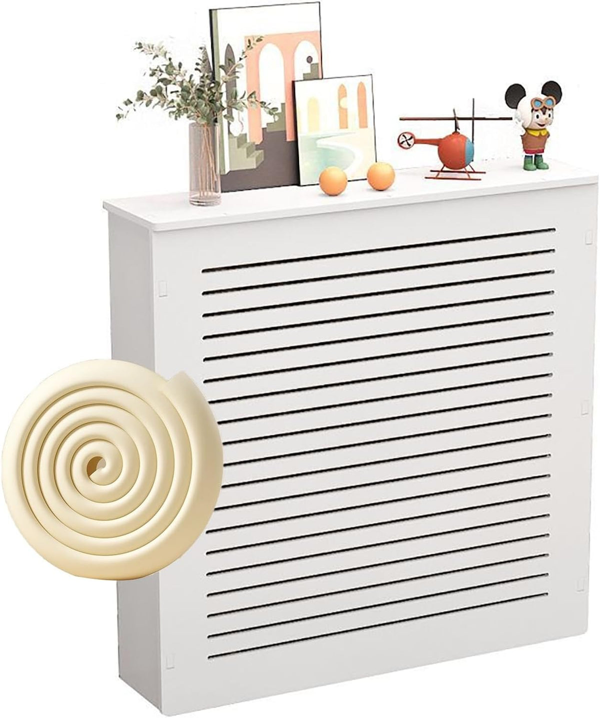 Générique Cache-radiateur Blanc Moderne pour radiateurs en Fonte, Cache-radiateur plinthe Facile à Installer avec Panneau en Maille pour la Maison