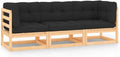 vidaXL Bois de Pin Solide Salon de Jardin 3 pcs avec Coussins Meubles d'Extérieur Mobilier de Patio Ensemble de Meubles de Terrasse