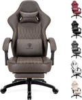 Dowinx Chaise Gaming, Coussin Plat Large Fauteuil Gamer avec Repose-Pieds, Chaise Gamer avec Support Lombaire, Fauteuil Ergonomique avec Massage