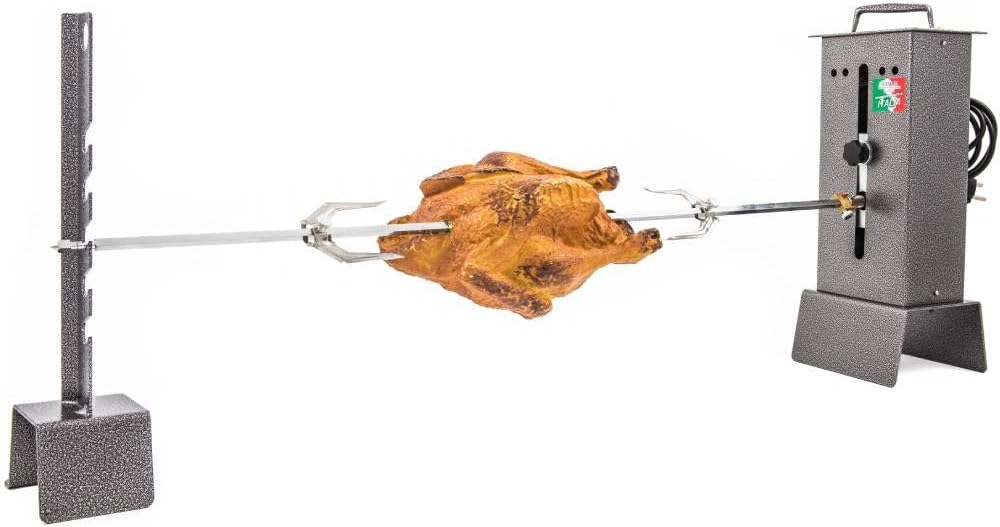 GIEMME Tournebroche Électrique C Réglable, Pour Cheminée et Barbecue, 5 W, Supporte Jusqu'à 6 kg