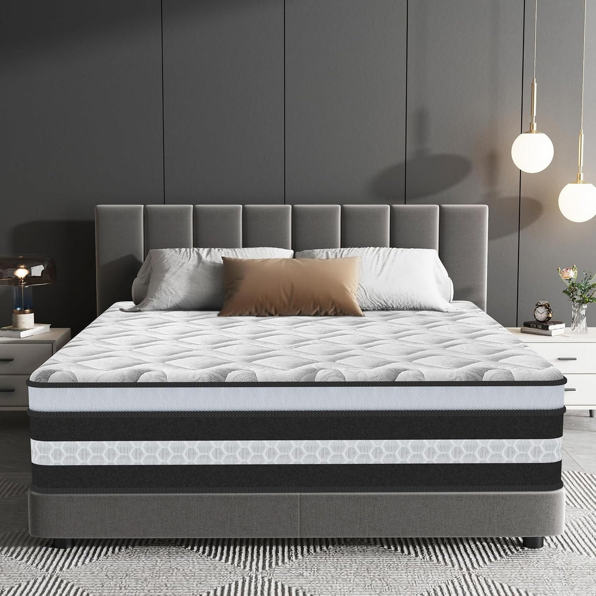 Matelas 160x200 cm - Accueil Mousse à mémoire de Forme + Blue Latex - Fermeté Moyenne - 10 Zones - Soutien Parfait - Hypoallergénique - Durable