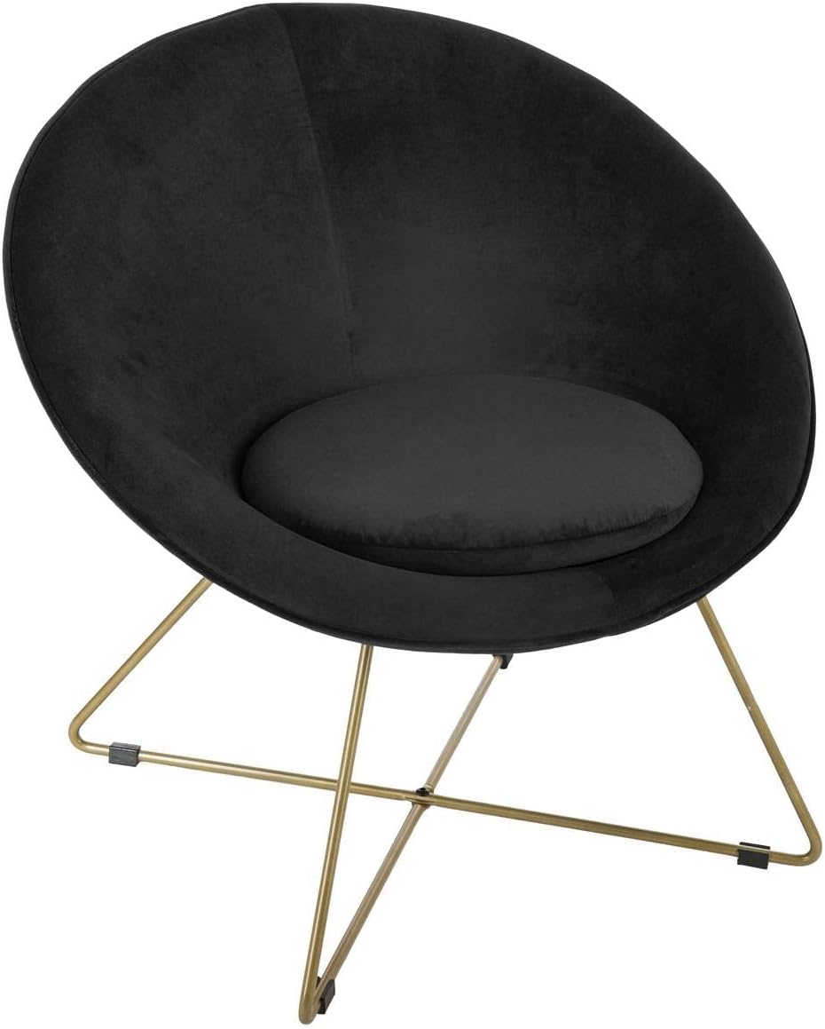 Atmosphera - Fauteuil Evan Noir en Velours