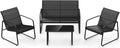 KOMFOTTEU Ensemble de Salon de Jardin 4 Pièces pour 4 Personnes, Set de Meubles de Jardin, avec 2 Fauteuils, 1 Canapé et 1 Table Basse