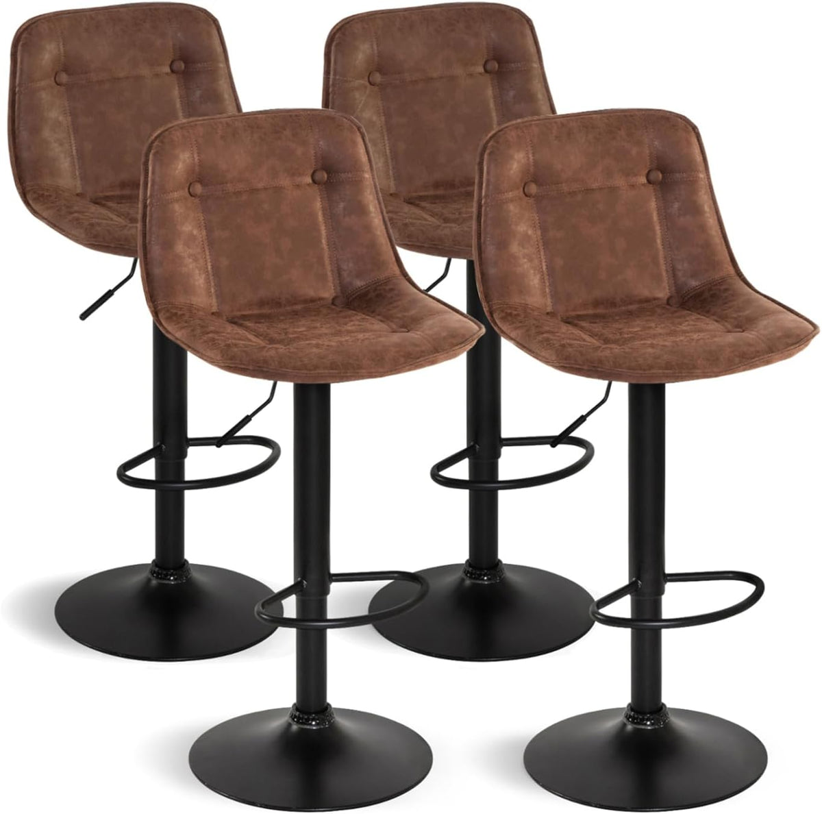 IDMarket - Lot de 4 tabourets de Bar Denver Marron Vintage