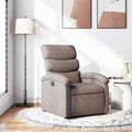 Fauteuil inclinable manuel très confortable en tissu taupe pour salon et chambre, siège rembourré avec repose-pieds ajustable inclinaison 135°