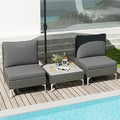 GIANTEX Salon de Jardin Exterieur 3 Pièces, 2 Chaise Jardin Exterieur et 1 Table Basse en Rotin, Plateau en Verre Trempé, Coussin de Siège Rembourré
