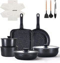 JEETEE Batterie de Cuisine 19 Pièces Antiadhésive avec Poignée Amovible