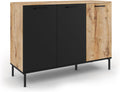 IDMarket - Buffet 110 cm Oakland 3 Portes Bois et Noir Design Industriel