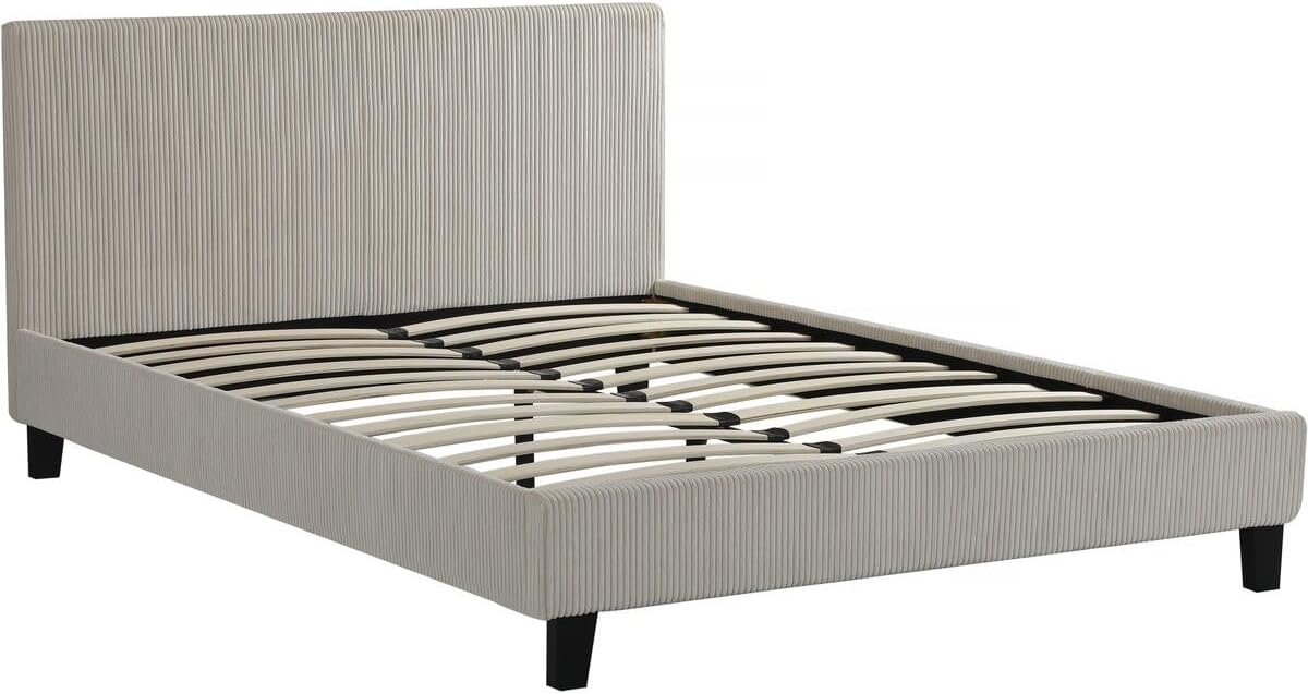 Habitat et Jardin Lit en Velours Cotelé Ambre - 160 x 200 - Beige