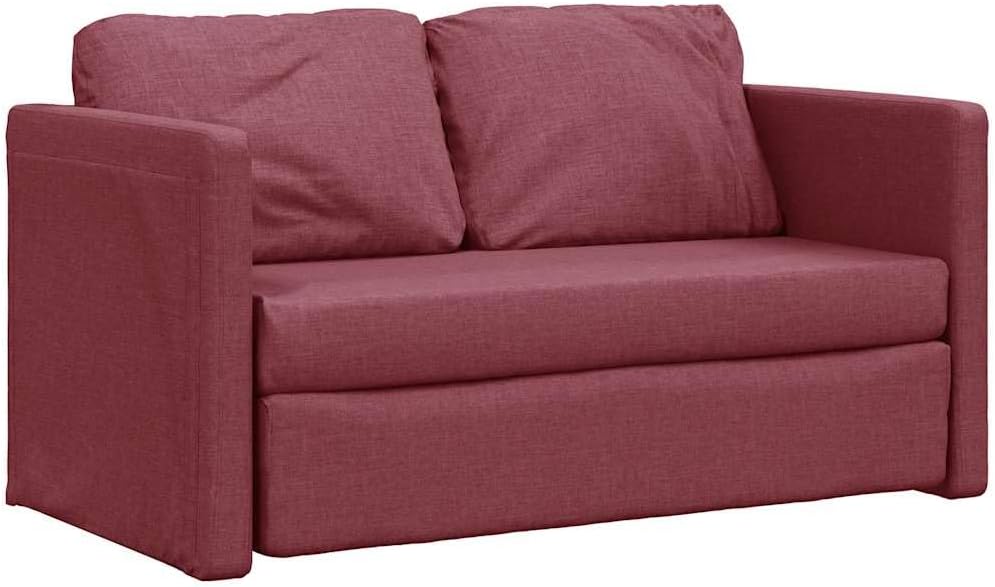 vidaXL Canapé-lit 2 en 1, Lit de Jour avec Coussins Rembourrés, Lit d'Invité Pliable Salle de Séjour Chambre à Coucher, Moderne, Rouge Bordeaux Tissu