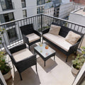 Juskys Ensemble de Meubles en polyrotin Fort Myers 4 Personnes avec canapé 2 Places, 2 chaises