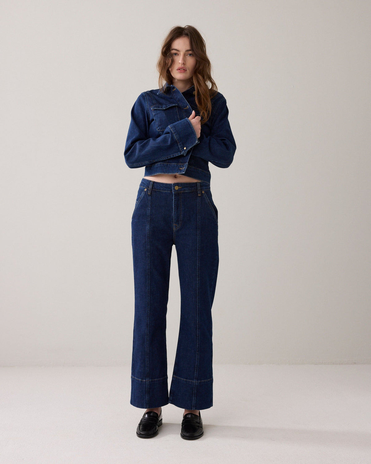 Jean flare en denim rincé