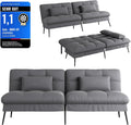 COMHOMA canapé Convertible en Peluche, canape 3 Places, Style Moderne, pour Salon, Appartement, Petit Espace, Pieds en métal 174 * 51 * 72cm, Gris