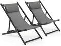 Mondeer Lot de 2 Chaise Longue Pliable, Coton Bains de Soleil Fauteuil Relax de Plage pour Intérieur et Extérieur Balcon Terrasse