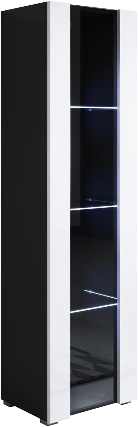 MB Muebles Bonitos, Vitrine avec Pieds 2 cm Luke V5 pour Salon ou Salle à Manger Moderne avec Lumière LED, Meuble Modulaire en Mélamine Brillante
