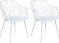Beliani Lot de 2 Chaises de Repas en Matière Synthétique Blanches Treillis Ajouré Nashua II
