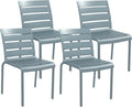 Outsunny Lot de 4 chaises de Jardin chaises de Bistro empilables avec Assise et Dossier à Lattes dim. 42L x 54l x 78H cm Gris