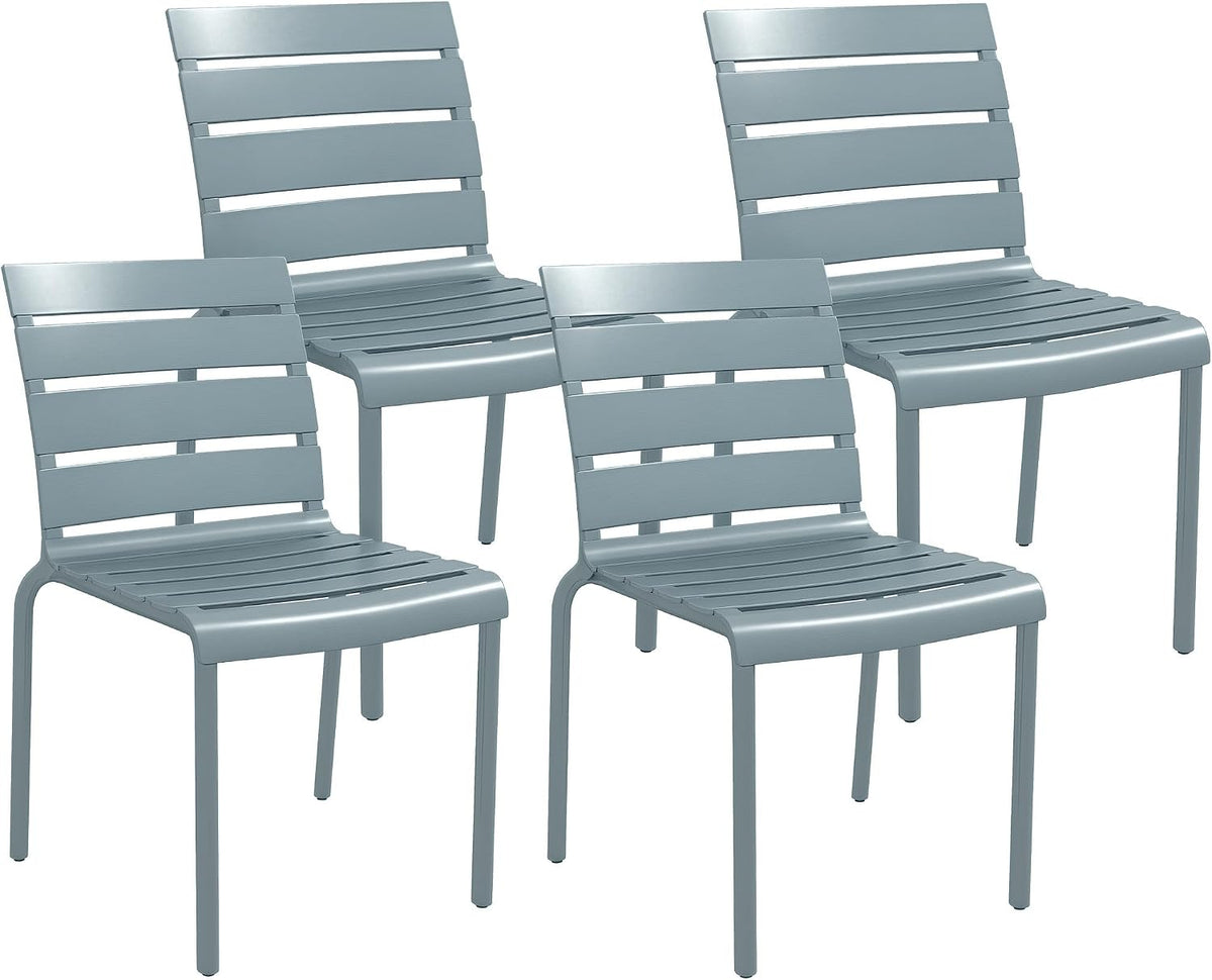 Outsunny Lot de 4 chaises de Jardin chaises de Bistro empilables avec Assise et Dossier à Lattes dim. 42L x 54l x 78H cm Gris