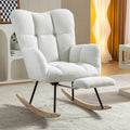 YESGIGA Fauteuil à bascule rembourré en tissu teddy avec repose-pieds extensible, blanc
