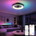 RGB Plafonnier Ventilateur, Ventilateur Plafond avec Lumière LED et Télécommande, Ventilateur Plafond Silencieux, 6 Vitesses, Dimmable, APP