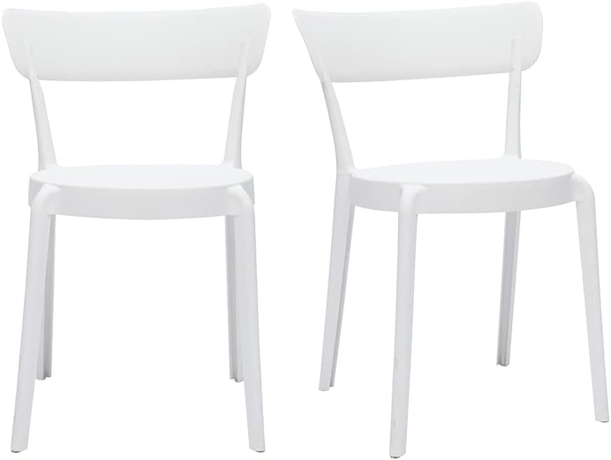 Miliboo Chaises Design Blanches empilables intérieur - extérieur (Lot de 2) RIOS