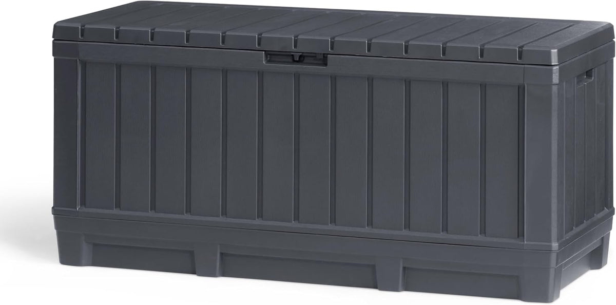 Keter Coffre d'extérieur 128 x 59 x 53,6 cm en résine effet bois Kentwood Anthracite