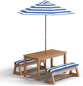 Ensemble d'Assise pour Enfants avec Parasol, Ensemble d'Assise d'Extérieur avec Coussins, Table pour Enfants, Table de Jeu pour Jardin, Terrasse