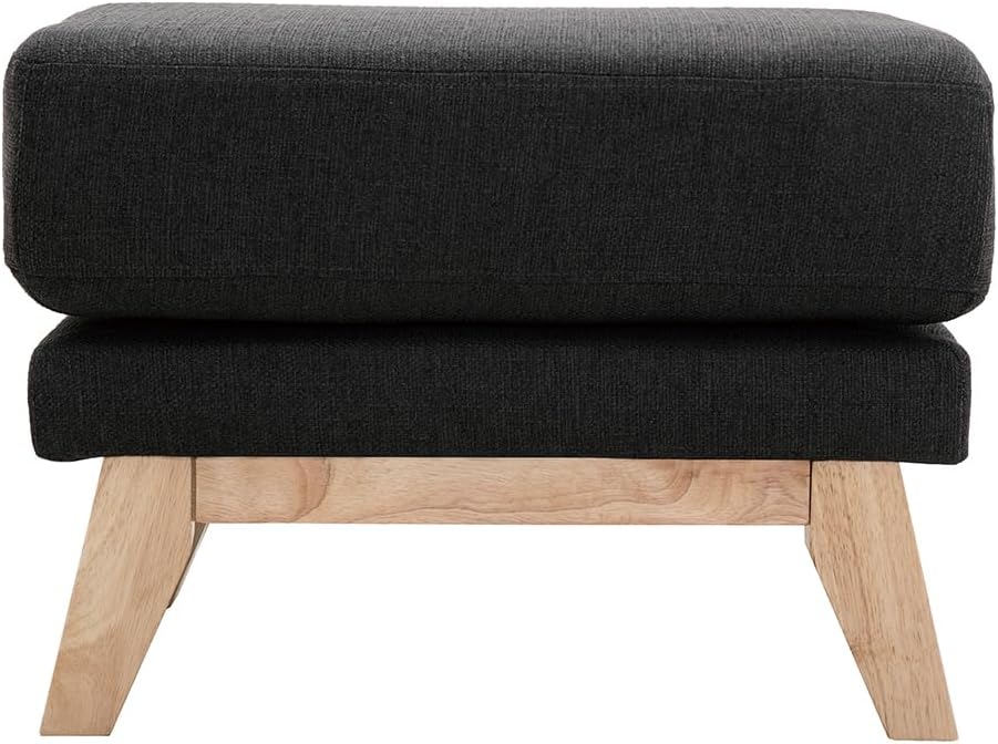 Miliboo Pouf Repose-Pieds déhoussable scandinave en Tissu Gris foncé et Bois Clair Oslo