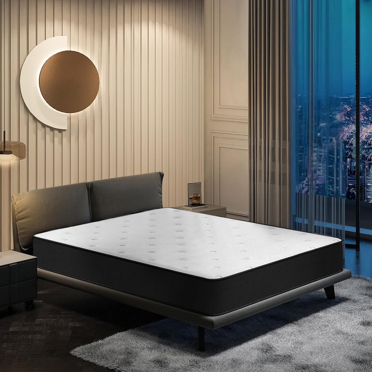 IZTOSS Matelas 140x190cm - Luxe Matelas de Lit d'Adulte et d'enfant - Épaisseur 20cm - Mousse à Mémoire de Forme - Noir - Moyenne Ferme - Queen