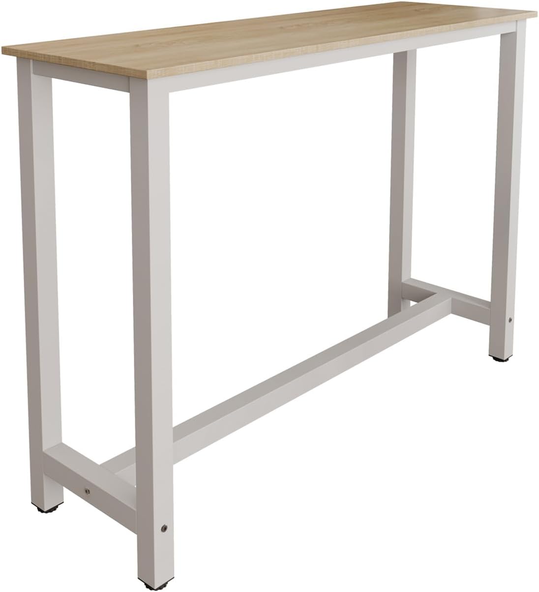 MB Muebles Bonitos, Table de Bar Haute ANI pour 2 Personnes avec Pieds en Métal, Table Cuisine en Mélamine Mate, Couleur Blanc et Sonoma