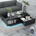 GOPLUS Table Basse Laquée avec 20 Lumières LED Couleurs et Télécommande, Table Basse Salon Noir Charge 65KG