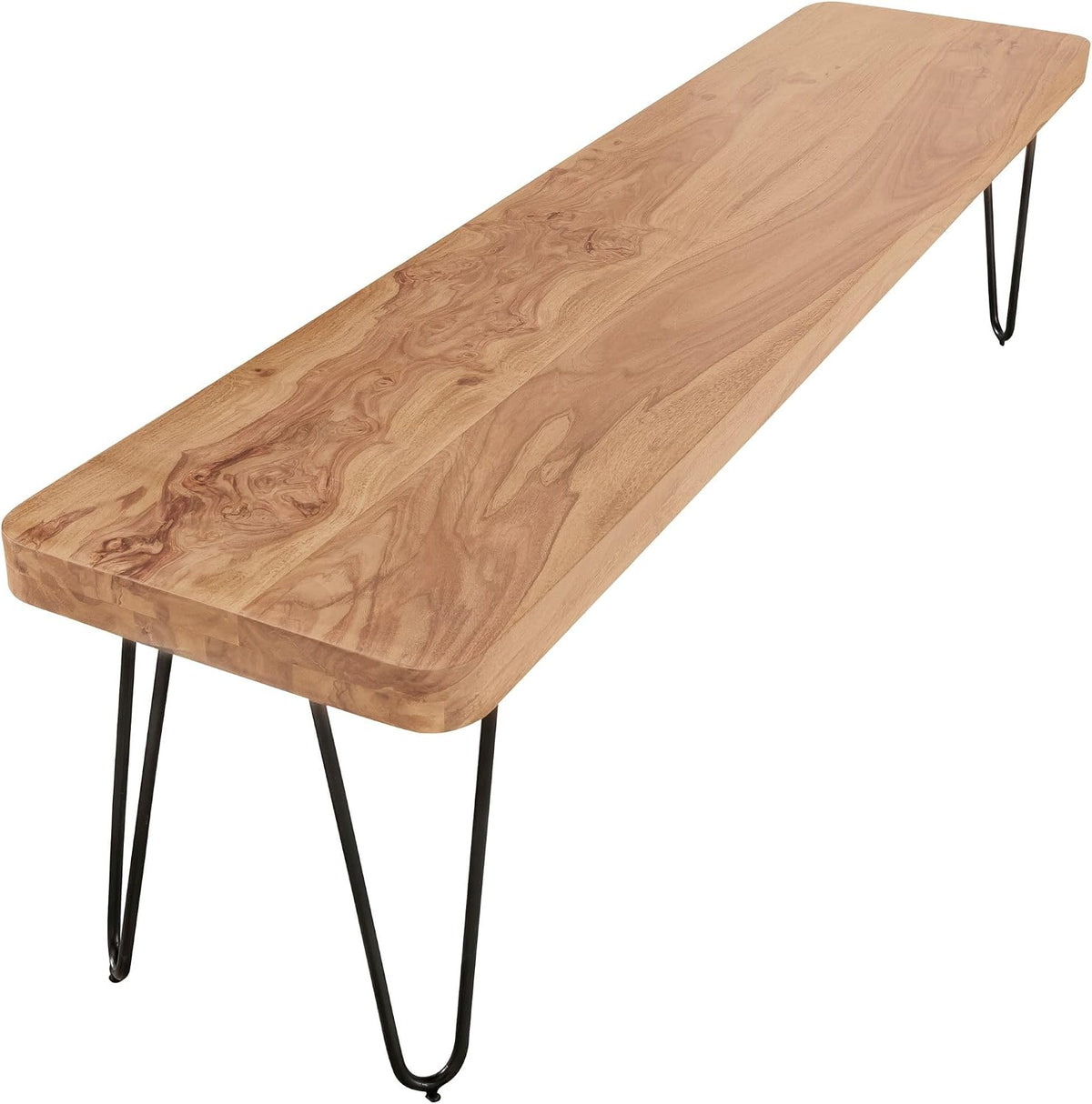 FineBuy Banc de Cuisine en Bois Massif Acacia/Métal 160 x 45 x 40 cm, Style Champêtre pour Salle à Manger - Capacité de Charge 200-250 kg