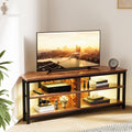 Dripex Meuble TV Bas d'angle avec éclairage LED Marron Vintage 120x36x45.5 cm