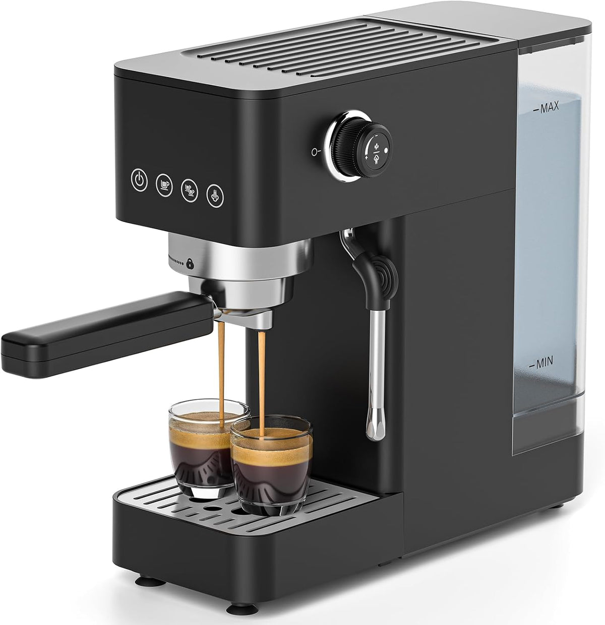 AMZCHEF Machine à Expresso 20 Bars, Machine à Café Compacte avec Mousseur à Lait Manuel, Thermoblock 1350W, Écran Tactile LED, Réservoir 1,5 L