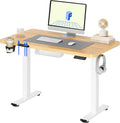 FLEXISPOT Bureau Assis Debout Basic, 110x54cm Une Pièce, Bureau Électrique Réglable en Hauteur, avec Porte-gobelets et Crochets
