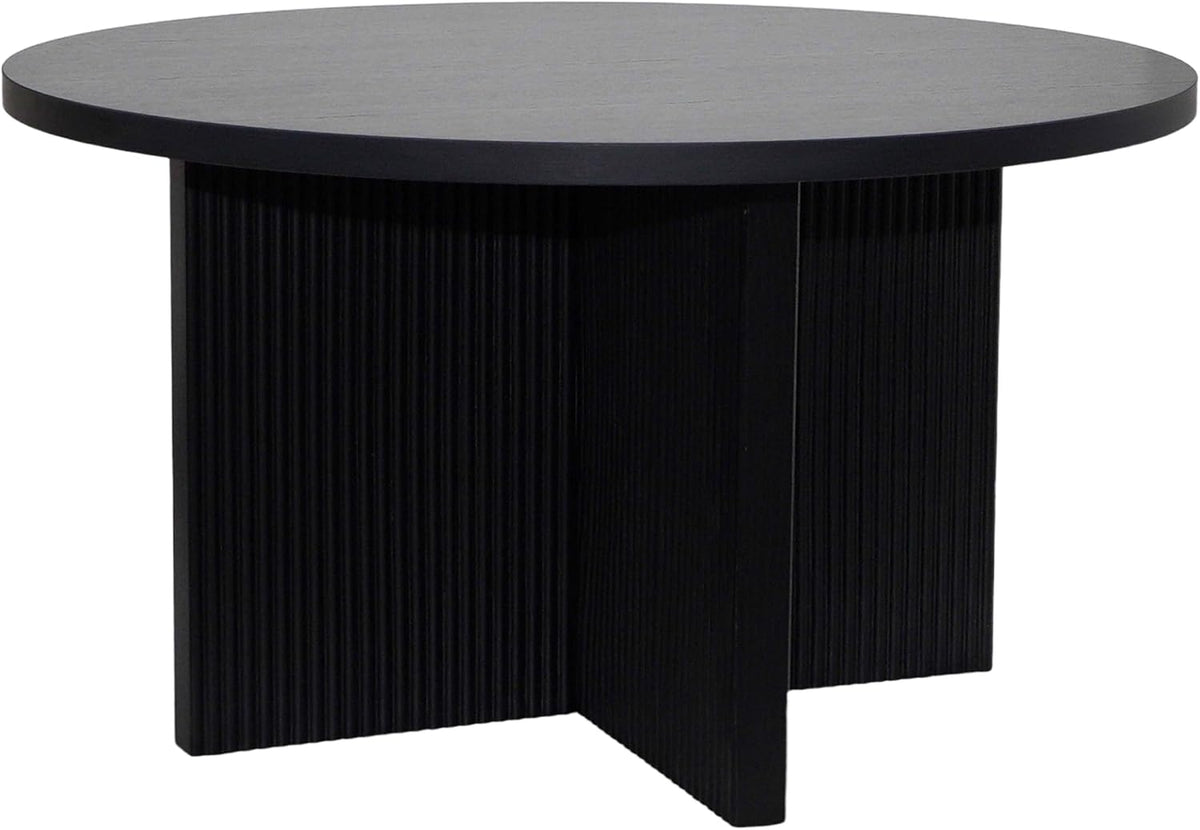 Oviala Table Basse Ronde 80 cm scandinave Effet Bois Noir