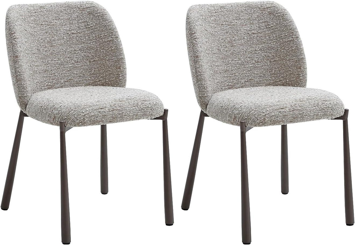 Vente-unique - Lot de 2 chaises en Tissu texturé et métal Marron - Beige - JIZAK - Salle à Manger