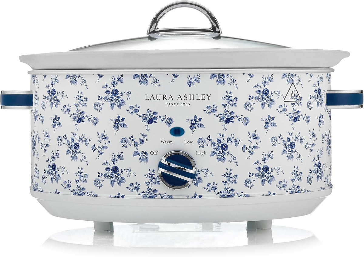 VQ Laura Ashley Mijoteuse Électrique Slow Cooker 6,5L China Rose, pour 8 à 10 Personnes, Économique en Énergie, 3 Réglages Température