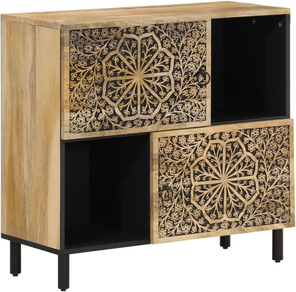 vidaXL Armoire Latérale, Buffet avec Pieds, Meuble de Rangement, Organisateur de Salon Salle de Séjour Maison, Bois Massif de Manguier