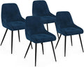 IDMarket - Lot de 4 chaises THALYA en Velours Bleu avec accoudoirs