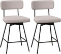 COSTWAY Tabourets de Bar Pivotants Lot de 2, Chaise de Bar Lin avec Repose-Pieds, Hauteur d'Assie 63,5 cm, Chaise Haute Bar Rembourée pour Cuisine