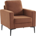 sweeek - Fauteuil en Velours côtelé Terracotta - Bjorn - Canapé 1 Place Fixe Droit Pieds métal