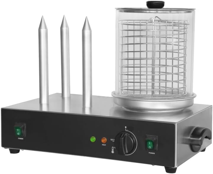 Chauffe Hot-Dog Électrique 3 Plots - Cuve Inox - 0,7 kW - Chauffe-Pains et Saucisses Professionnel