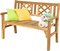 COSTWAY Banc de Jardin en Teck Pliable Bois d'Acacia 120 cm x 56 cm x 90 cm Banc d'Extérieur à 2 Places Dossier Incurvé et Accoudoirs pour Terrasse