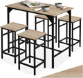 tectake Ensemble de Bar 5 pièces, Table Haute 100 x 60 x 88,5 cm et 4 Tabouret Bar 32 x 32 x 58 cm, Style Industriel