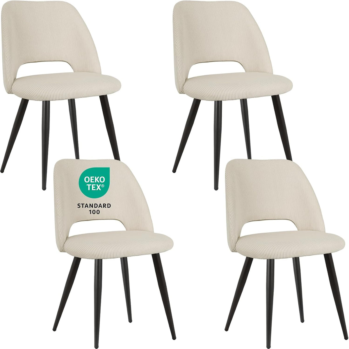 Lot de 4 Chaises de Salle à Manger, Chaises de Cuisine, Chaise de Salon, Chaise en Velours avec Dossier Découpé