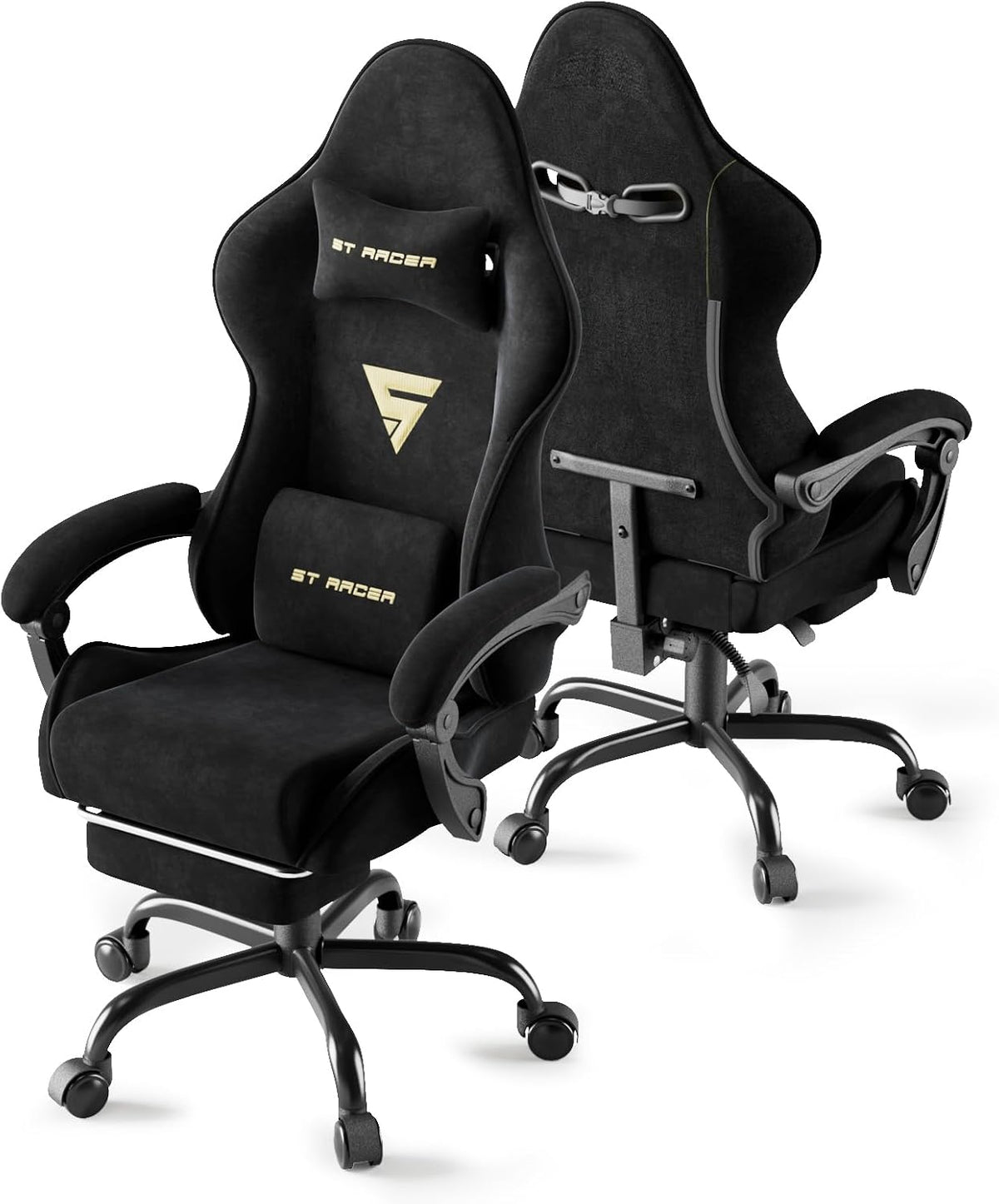 Huracan Chaise Gaming Ergonomique, Fauteuil Gamer, Dossier Inclinable 135°, siège Gaming Support Lombaire & Appui-tête, Repose-Pieds Télescopique